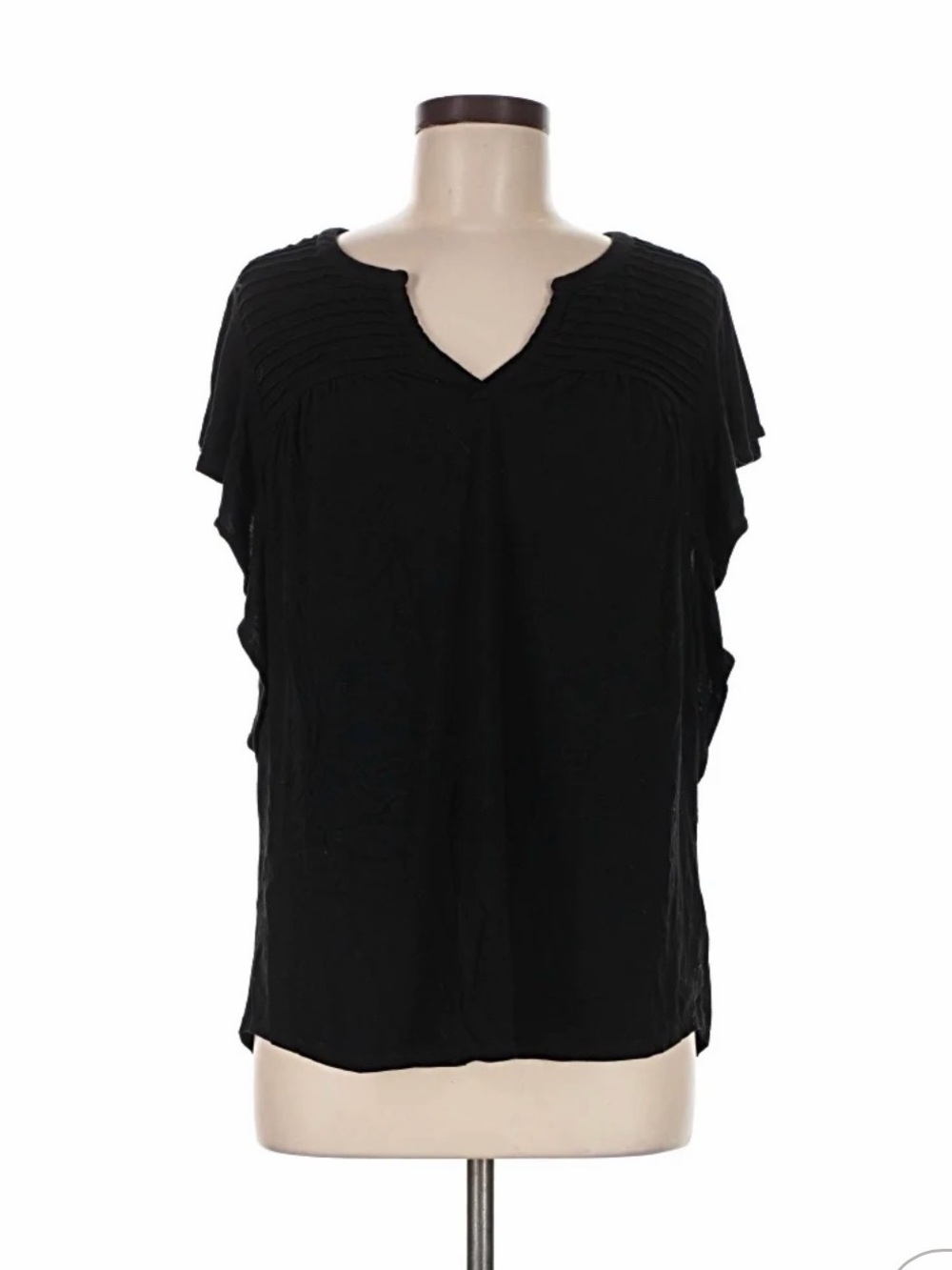 Meadow Rue Black Short-Sleeve V-Notch Blouse